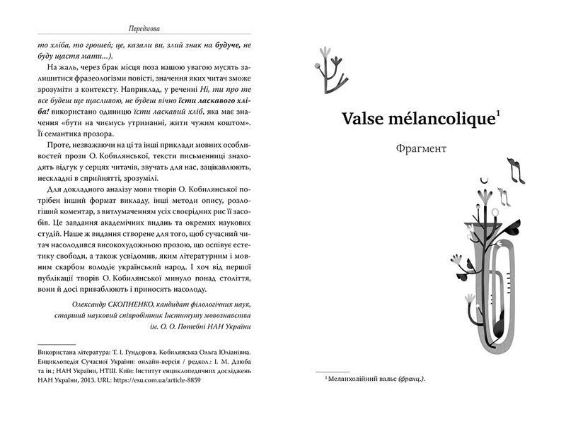 Valse m&eacute;lancolique. Вибрані твори. Ольга Кобилянська.  9786178248741 1583 фото